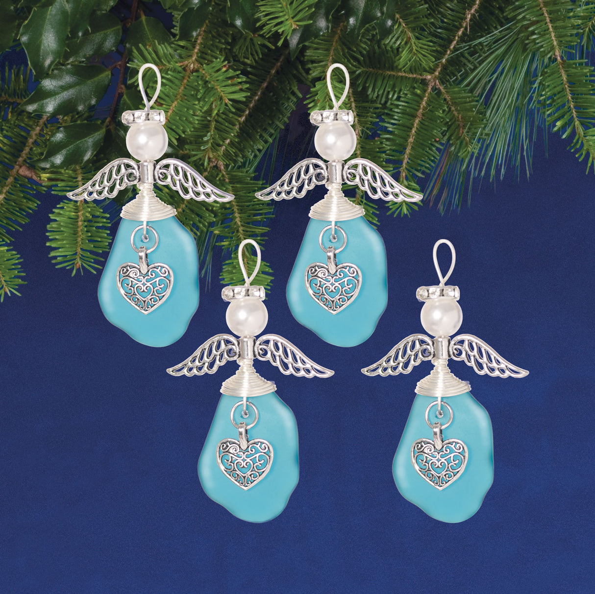 Light Blue Sea Glass Angel Ornaments Kit