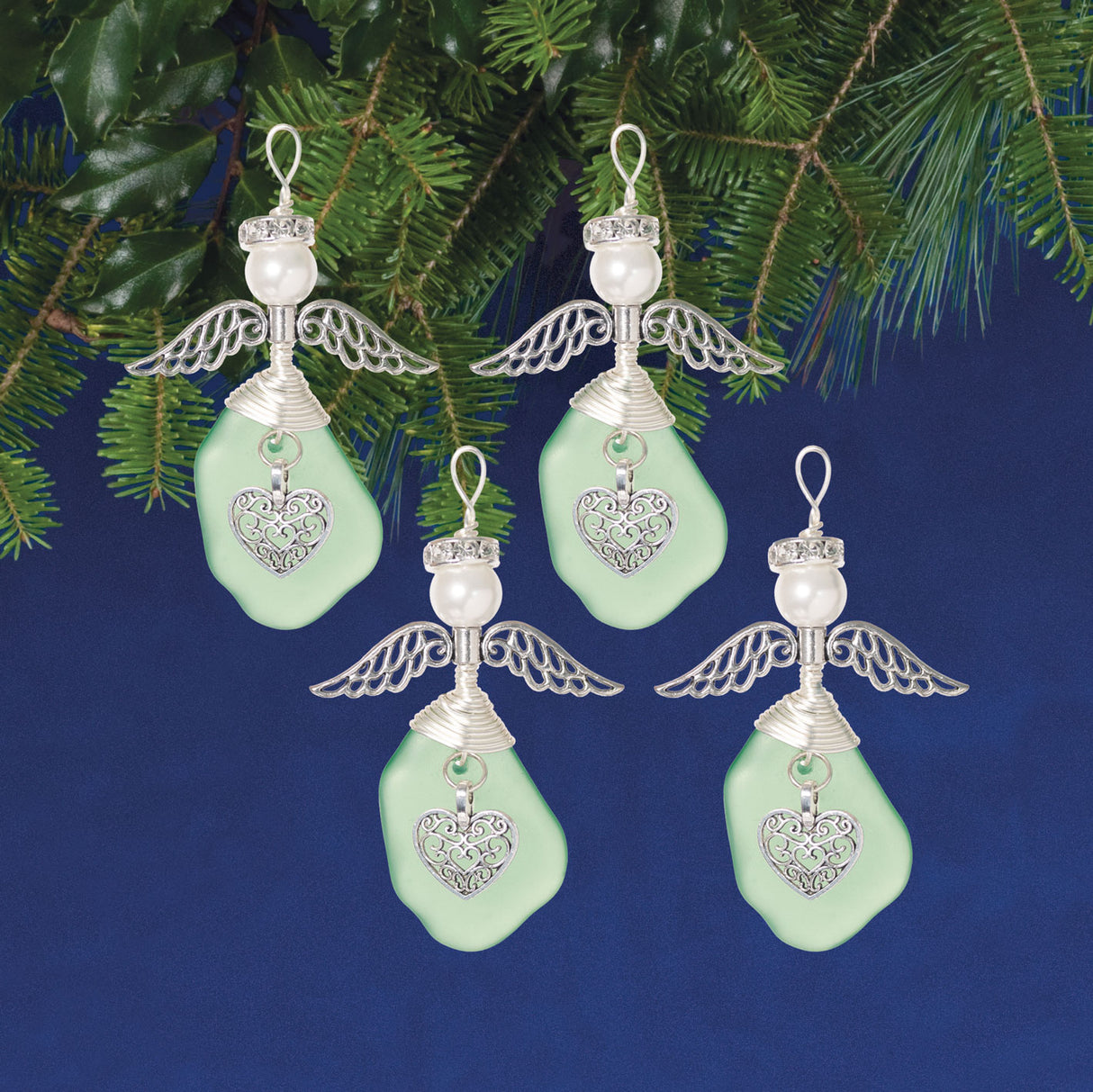 Light Green Sea Glass Angel Ornaments Kit