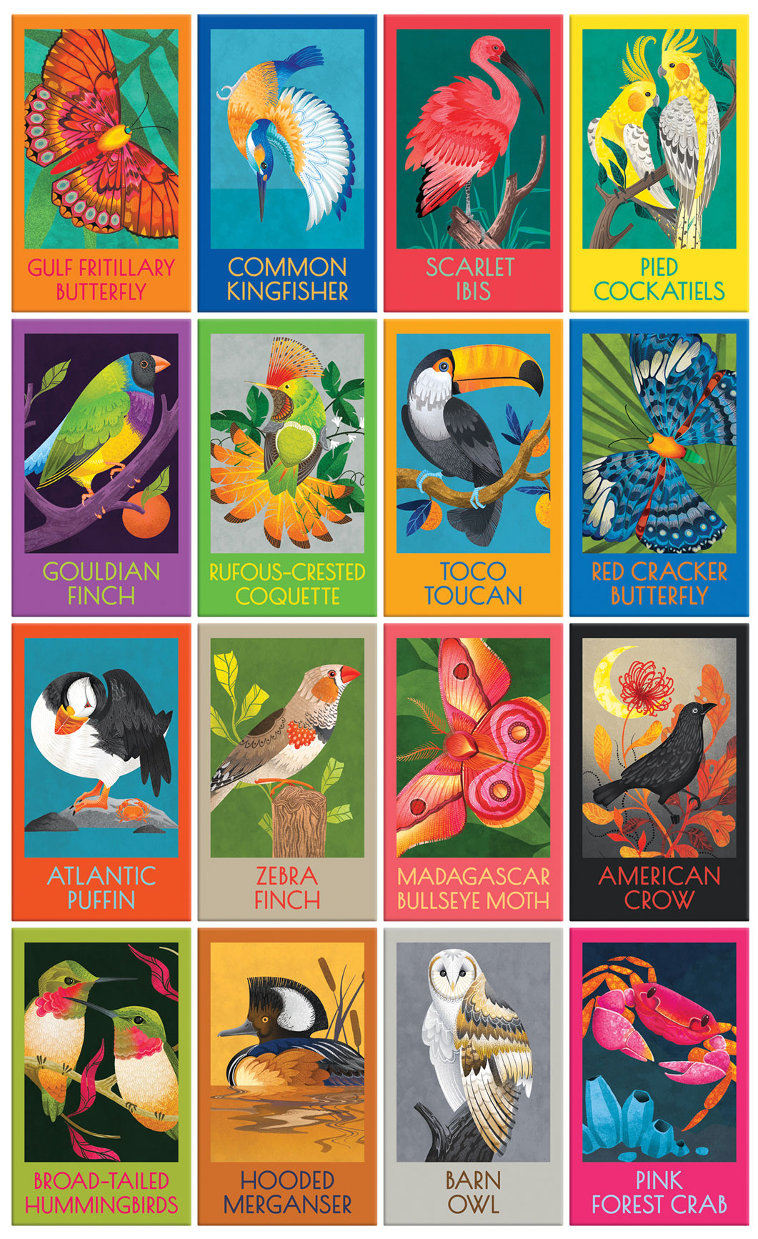 Birds, Butterflies & A Crab 16 in 1 Box Set Jigsaw Puzzles