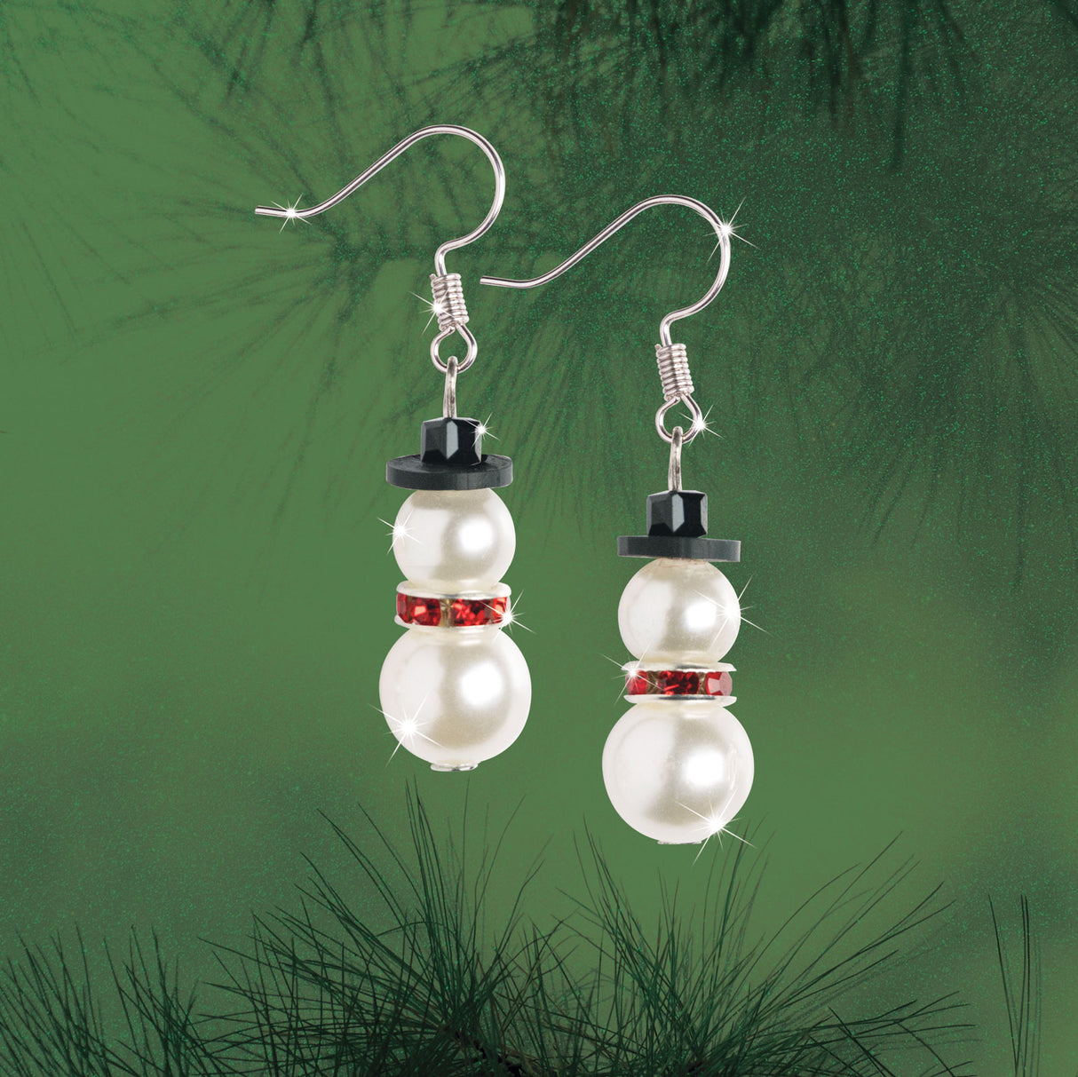 Pearl Snowman Crystal Earring Set