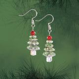 Green Christmas Trees Crystal Earring Set