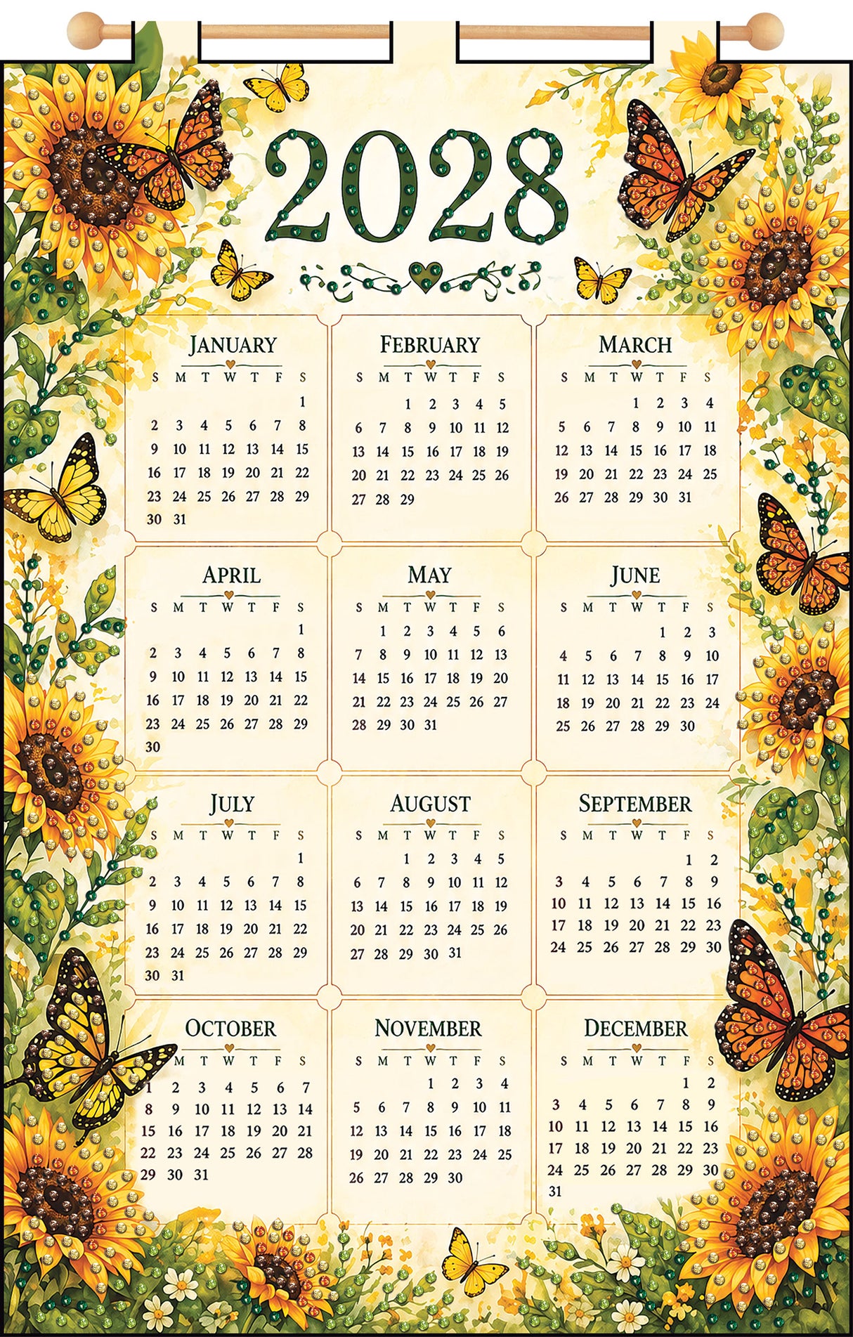 Sunflowers 2028 Felt Sequin Calendar