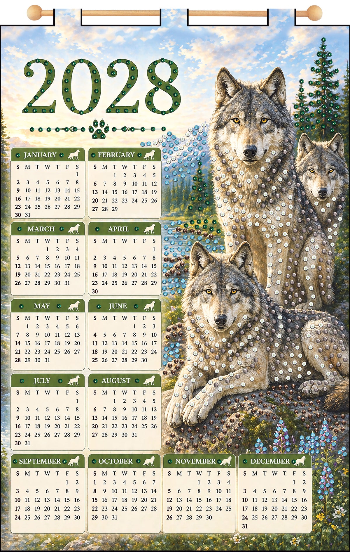Wolves 2028 Felt Sequin Calendar