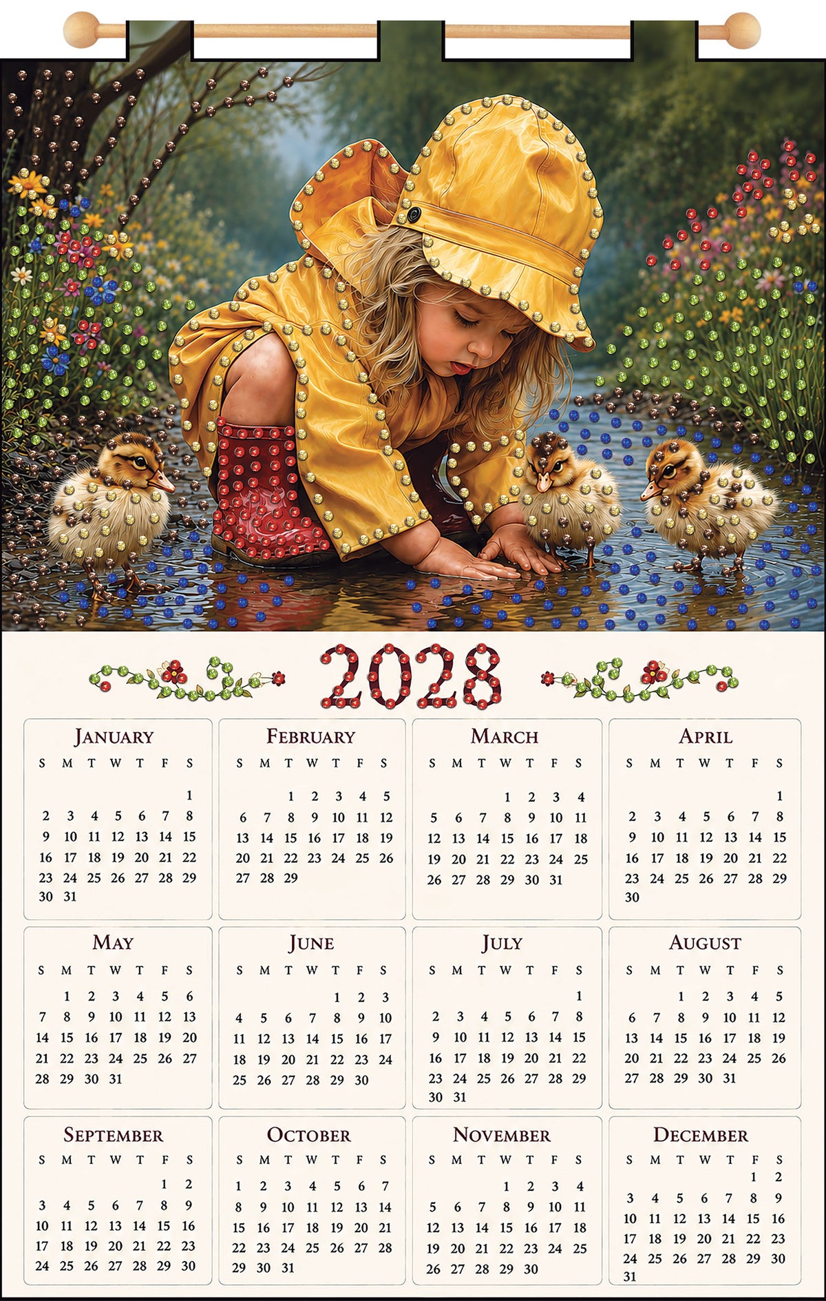 Playing in Puddles 2028 Felt Sequin Calendar