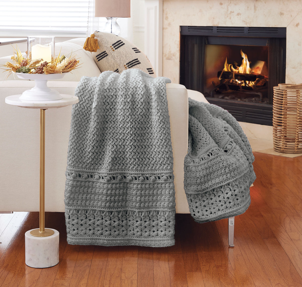 Pebbled Aran Crochet Afghan