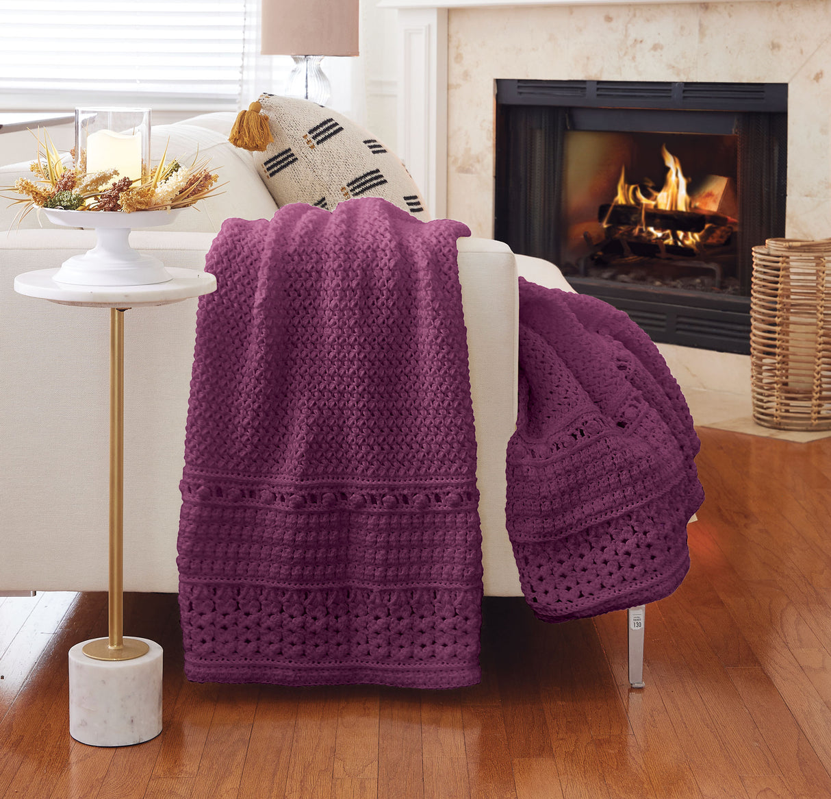 Pebbled Aran Crochet Afghan