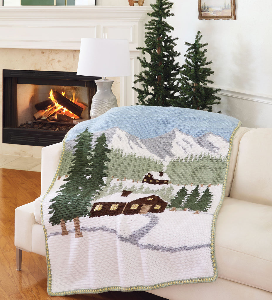 Winter Cabin Crochet Blanket