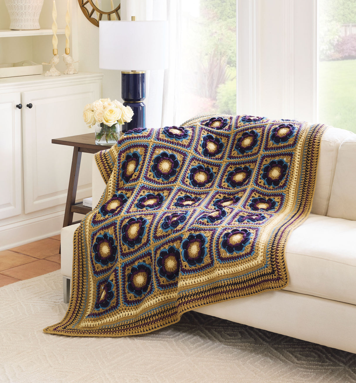 Flower Squares Crochet Blanket