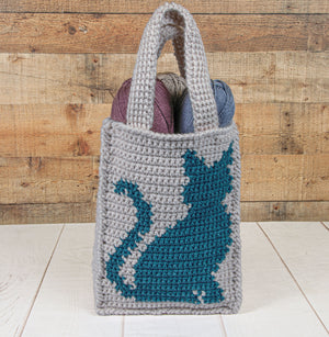 Light Grey Bag/Teal Cat