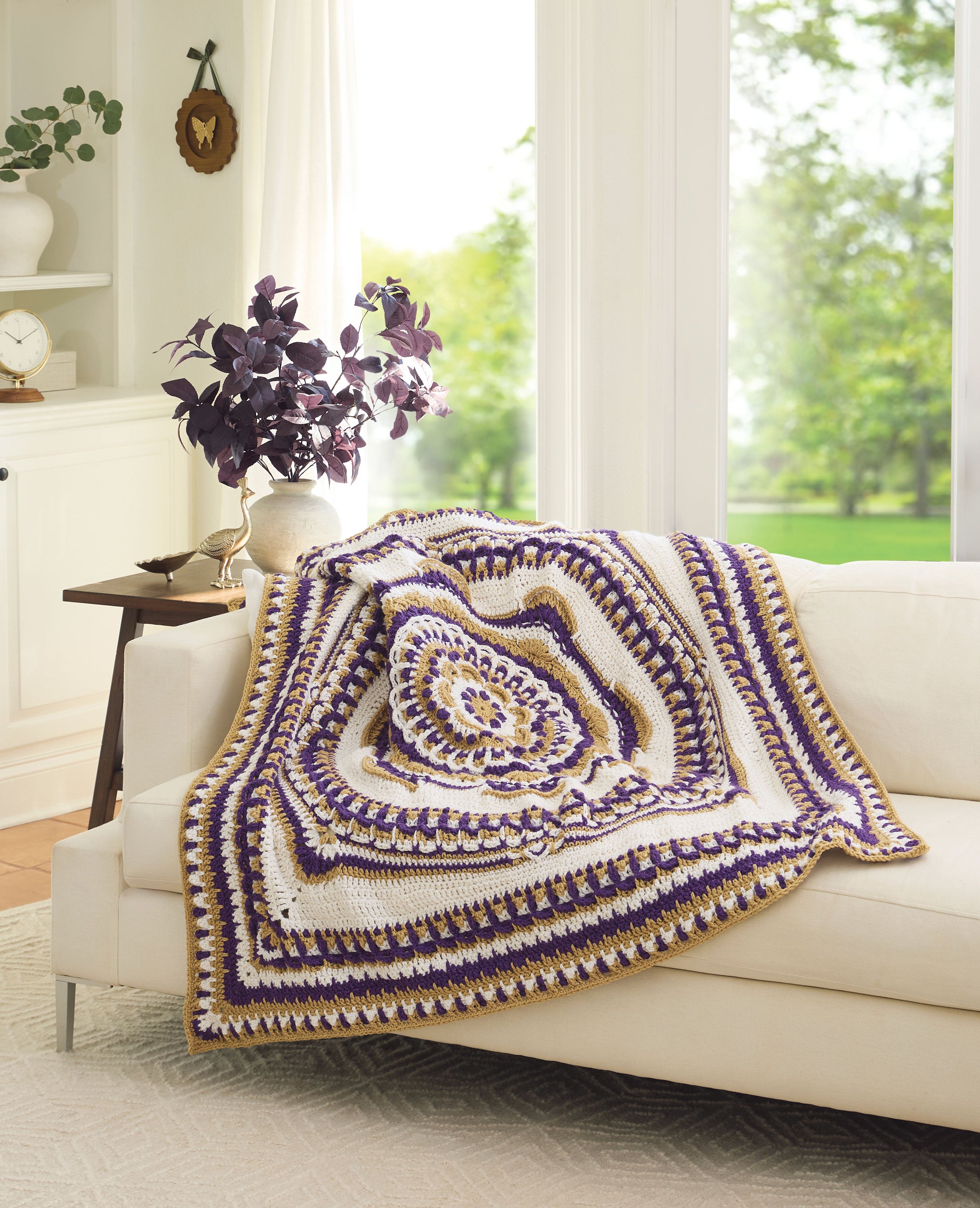 Purple/Topaz Sparkle Mandala Blanket – Mary Maxim