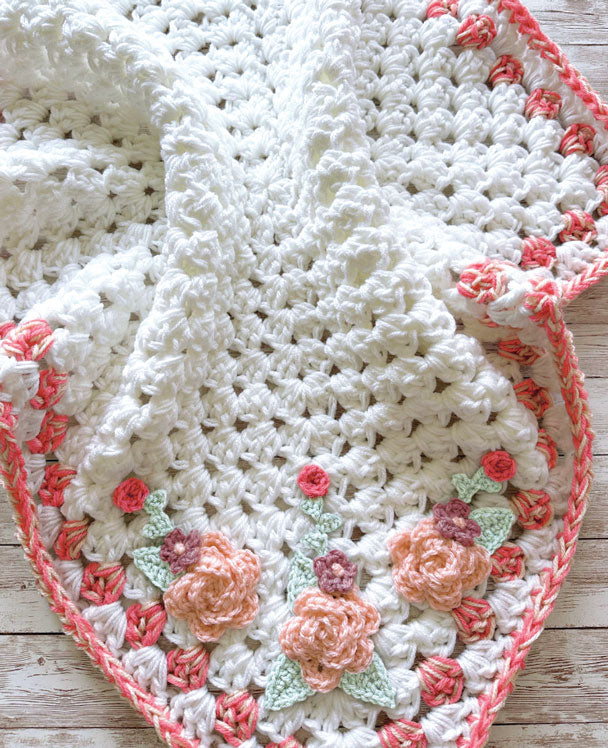 Peach Floral Love Baby Blanket