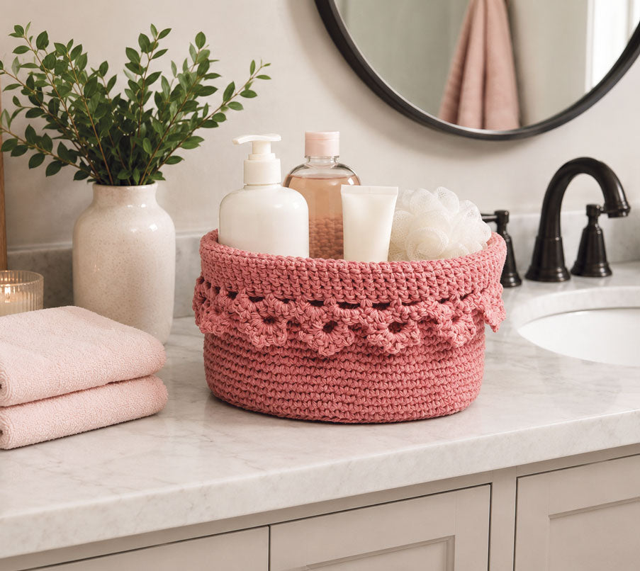Floral Edge Crochet Basket