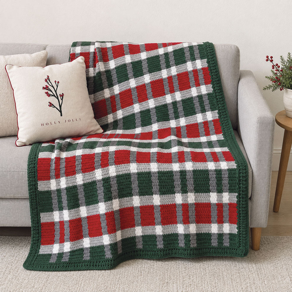Crochet Christmas Plaid Crochet Throw