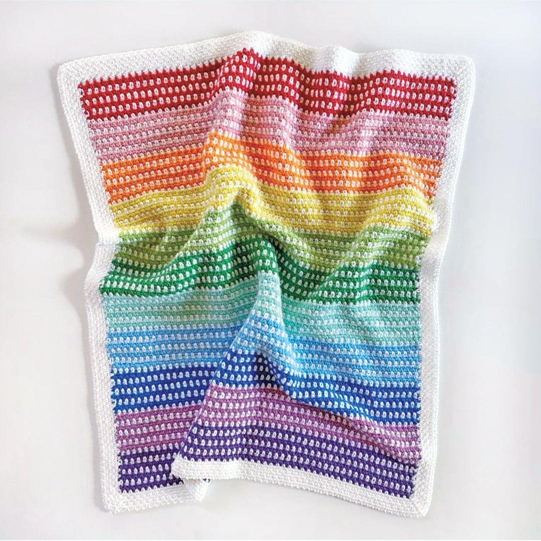Crochet Rainbow Moss Stitch Blanket