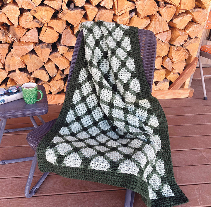 Diamond Plaid Graph Crochet Blanket