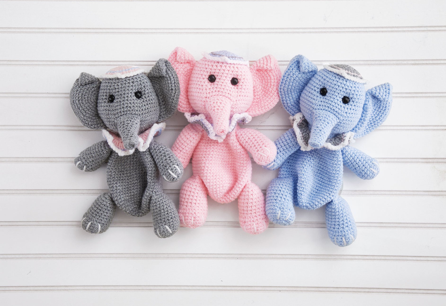 Elephant Lovey Crochet Trio – Mary Maxim