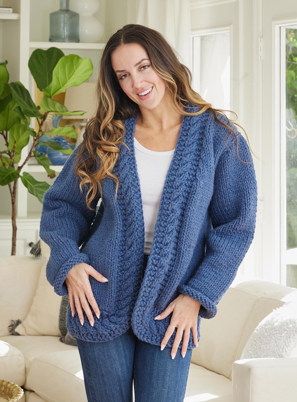 Cabled Trim Jacket Pattern – Mary Maxim