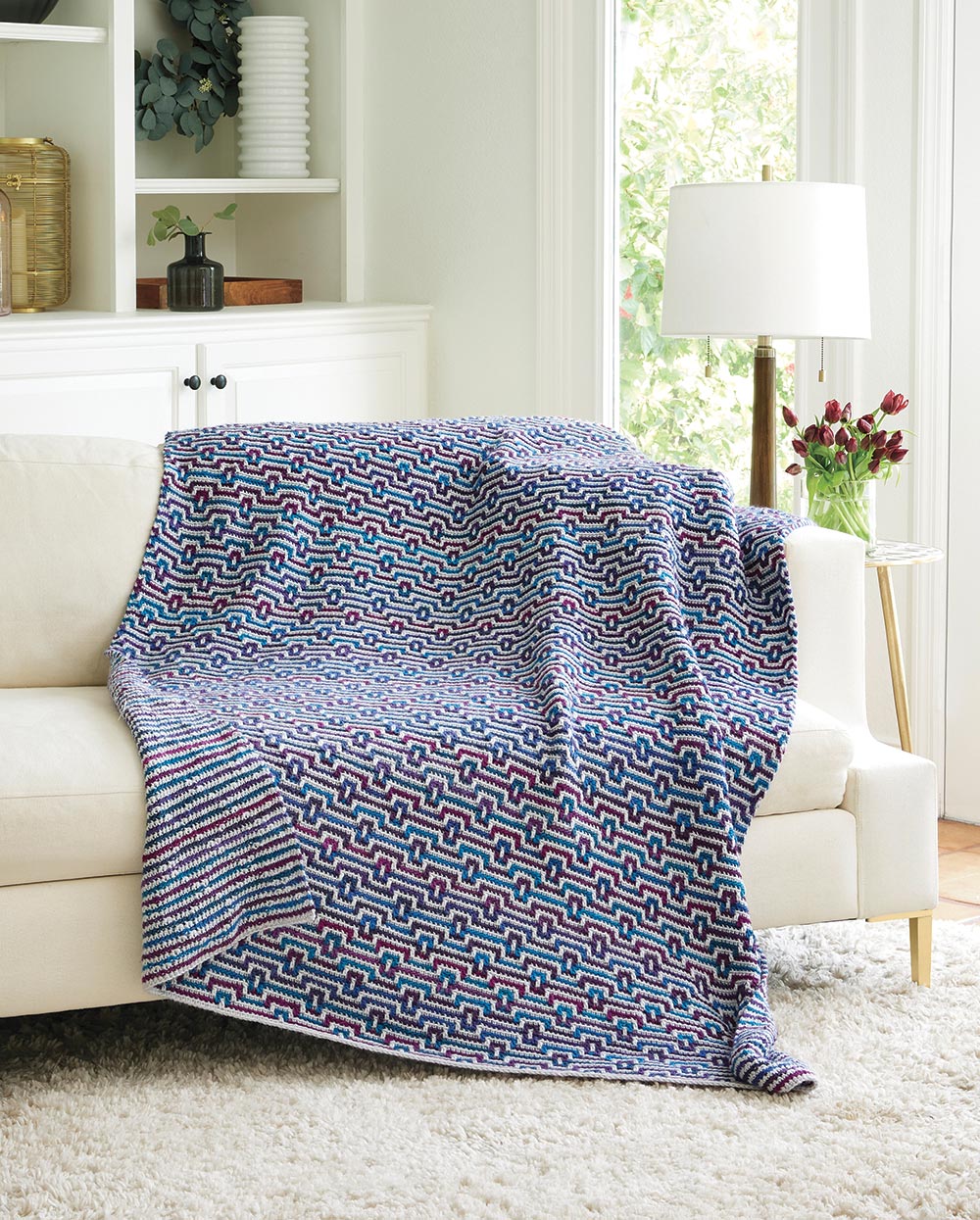 Diagonal Keyhole Mosaic Throw Pattern – Mary Maxim