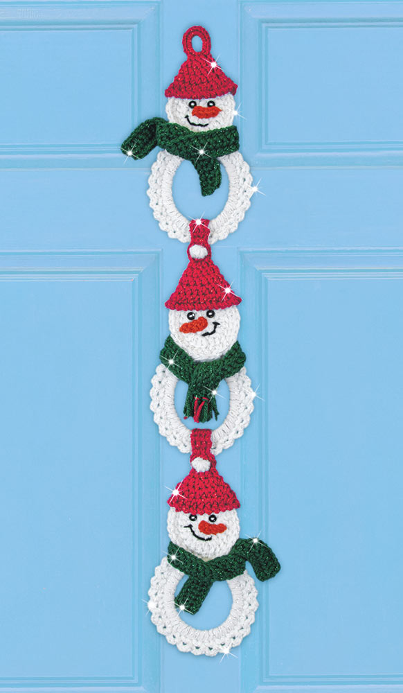 Snowman Trio Crochet Door Hanger Pattern
