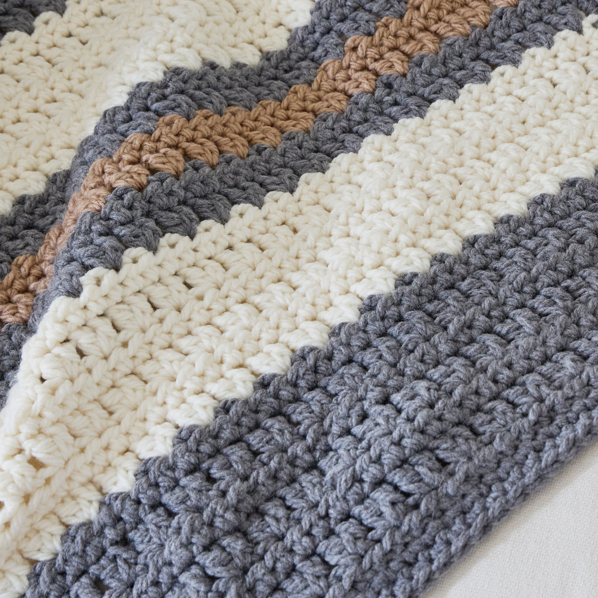 Chunky Stripes Crochet Blanket