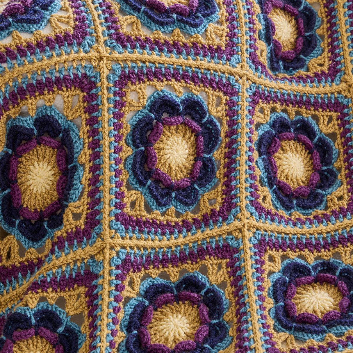 Flower Squares Crochet Blanket