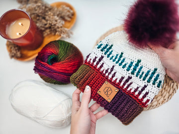 Mosaic Ridge Crochet Beanie Hat Kit | Mary Maxim display picture 1