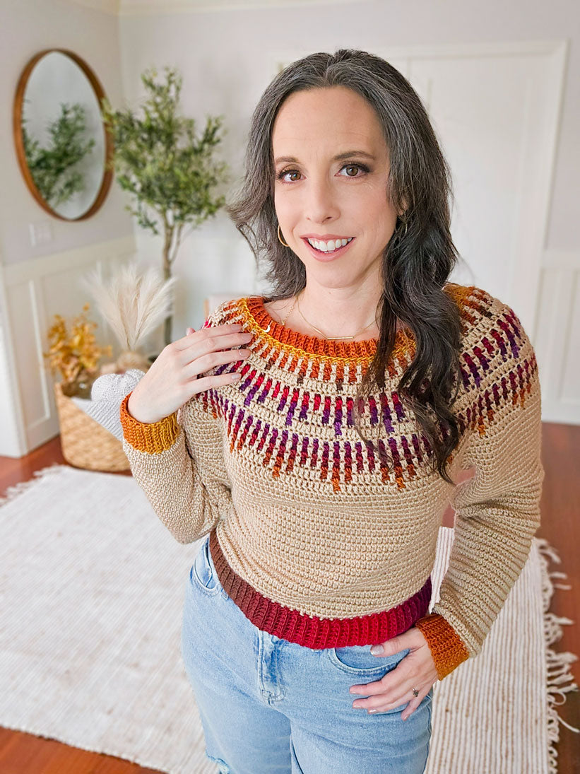 Mosaic Ridge Crochet Pullover – Mary Maxim