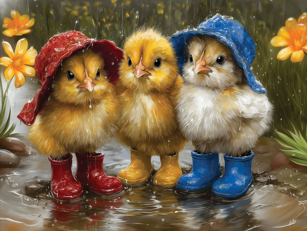 Ducklings in the Rain Jigsaw Puzzle