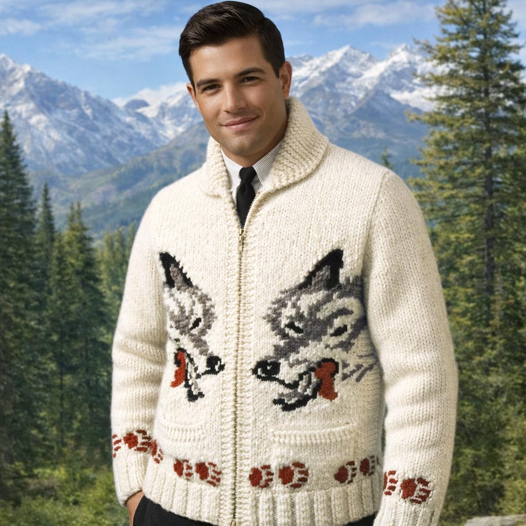 Wolf Cardigan Pattern (Original Version) – Mary Maxim