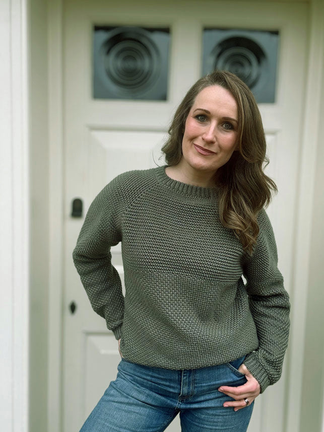 Herringbone Moss Stitch Sweater – Mary Maxim