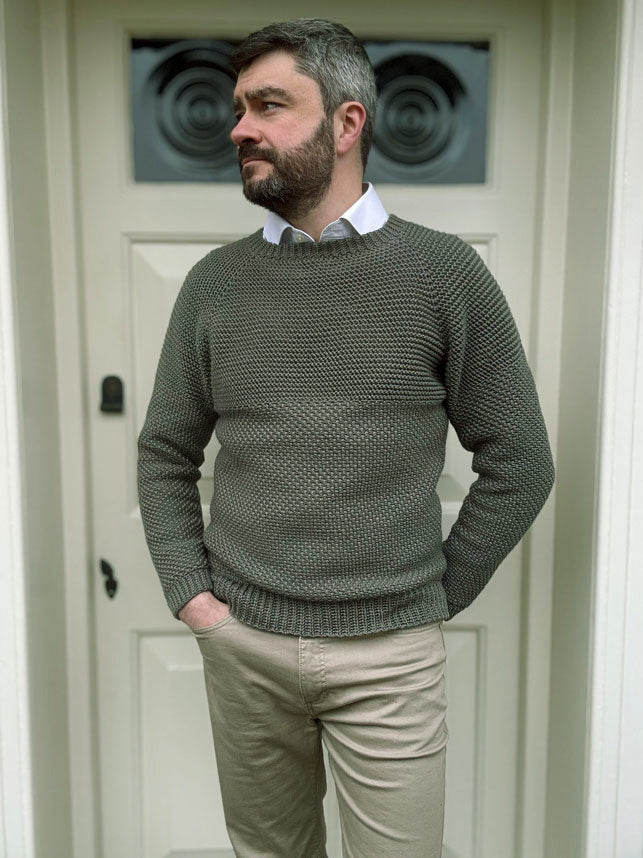 Herringbone Moss Stitch Sweater – Mary Maxim