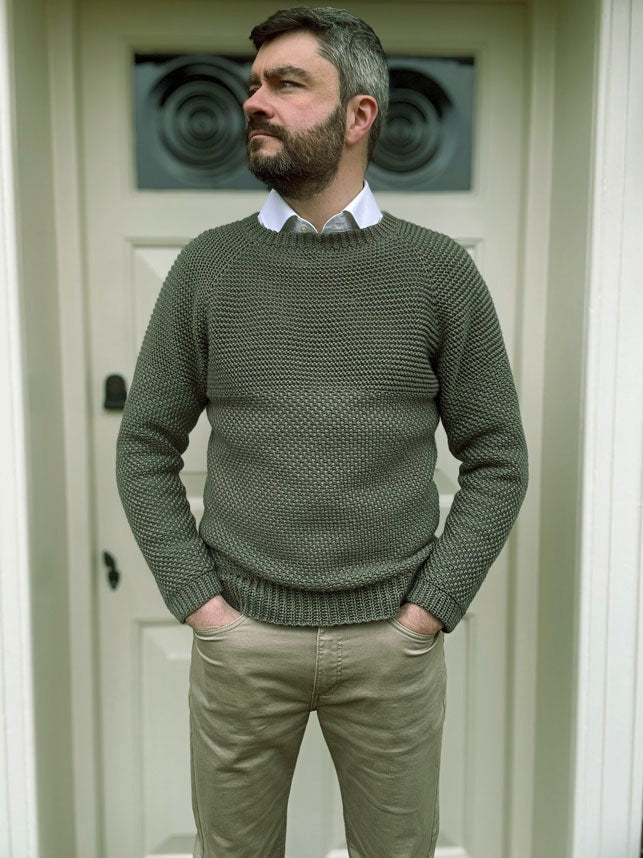 Herringbone Moss Stitch Sweater – Mary Maxim