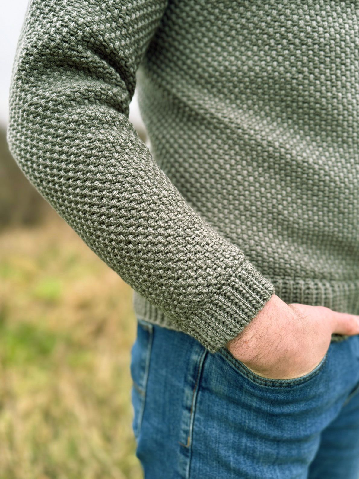 Herringbone Moss Stitch Sweater – Mary Maxim
