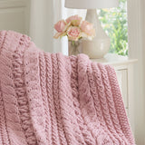 Rosebud Eyelet Knit Blanket