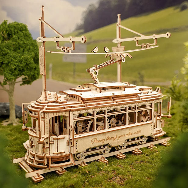 Classic City Tram Wood Mechanical Model Kit