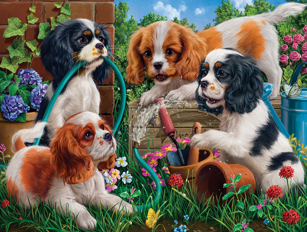 Pups in the Garden Jigsaw Puzzle