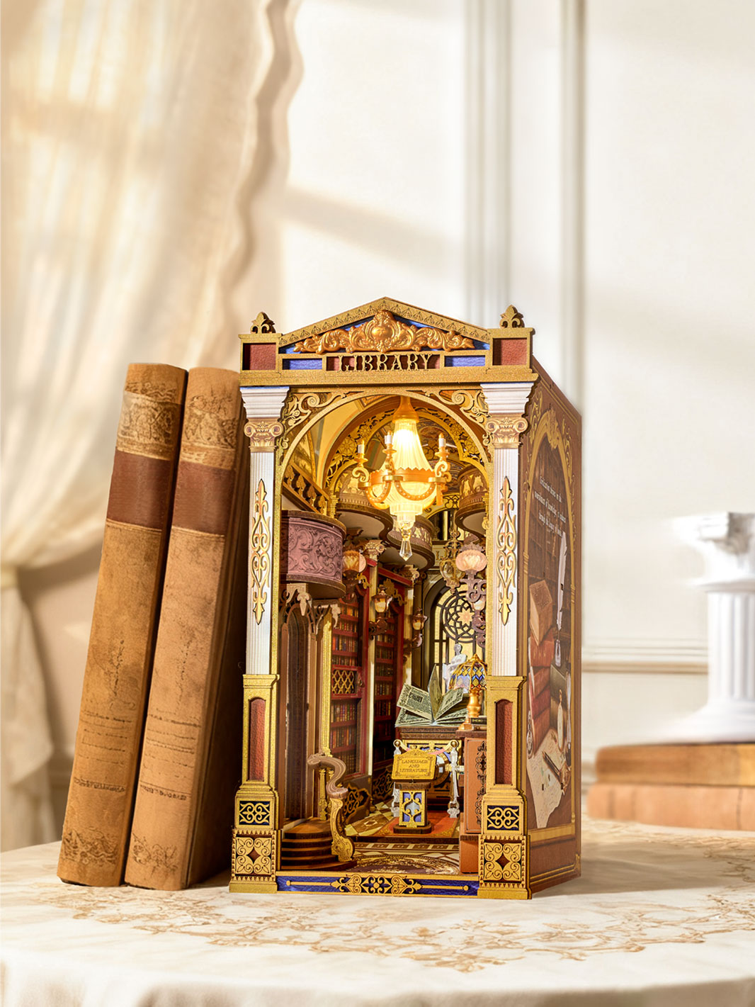 Library of Wonders Book Nook Wood Model Kit