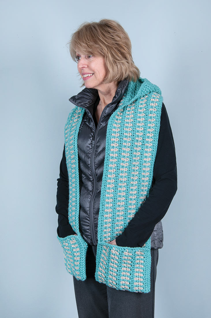 Hooded Pocket Scarf Pattern – Mary Maxim