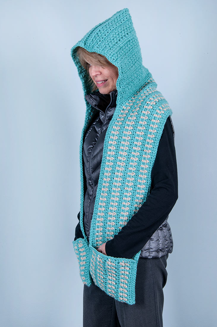 Hooded Pocket Scarf Pattern – Mary Maxim