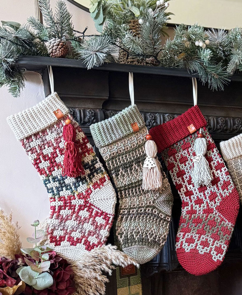 Yuletide Mosaic Stockings – Mary Maxim