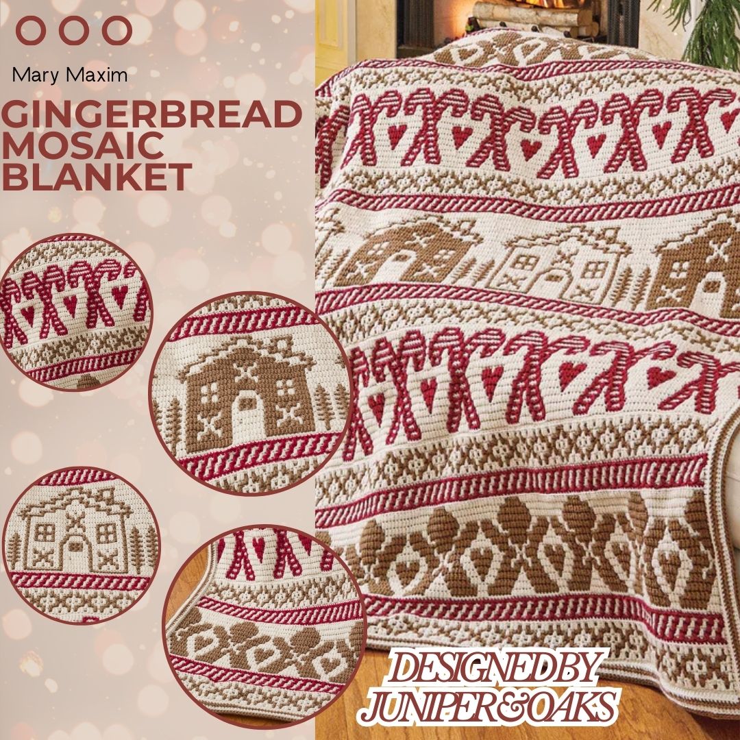 Gingerbread Mosaic Blanket Crochet Kit | Mary Maxim