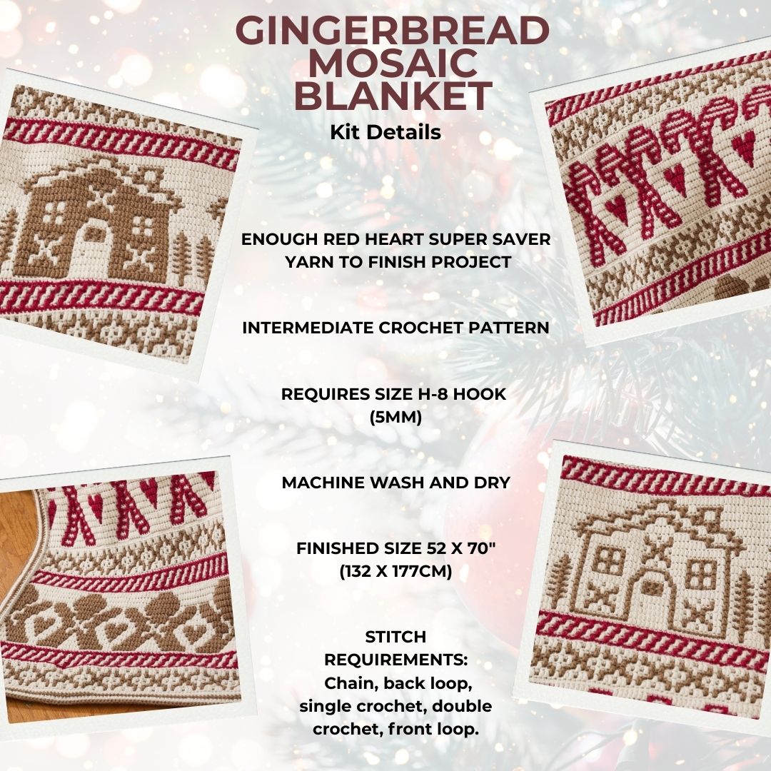 Gingerbread Mosaic Blanket Crochet Kit | Mary Maxim