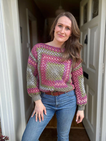 Granny Square Sweater Crochet Kit for Adults | Mary Maxim Granny Square Sweater Crochet Kit for Adults | Mary Maxim