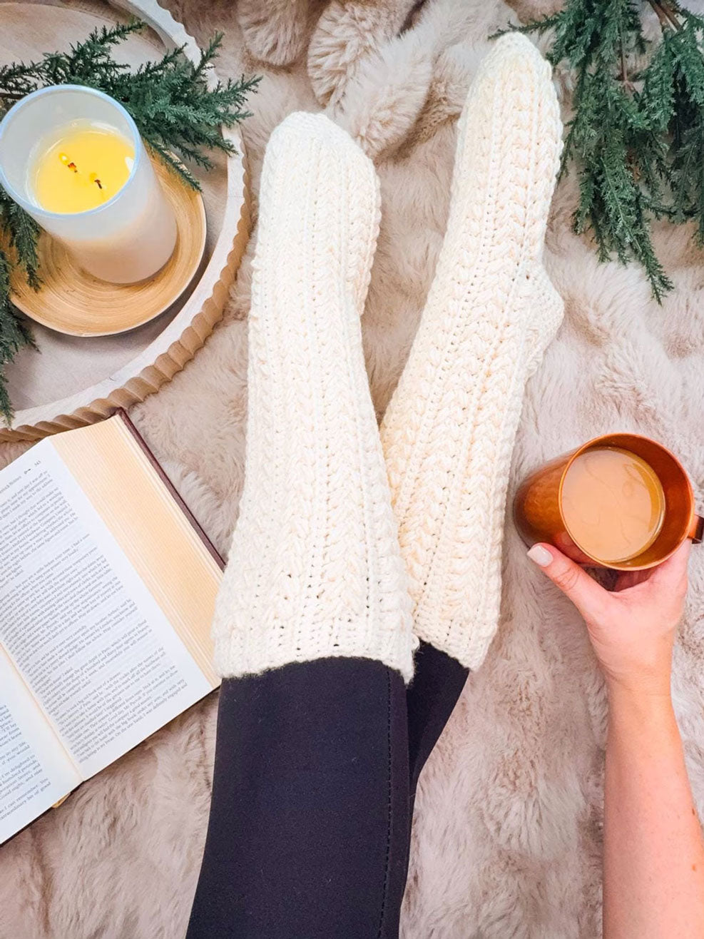 Snowdrift Wheat Slipper Socks