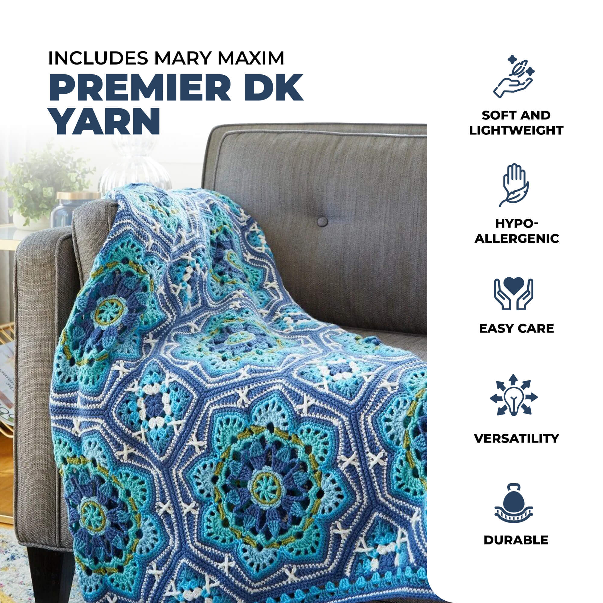 Persian Tiles Throw (Premier Everyday DK) – Mary Maxim