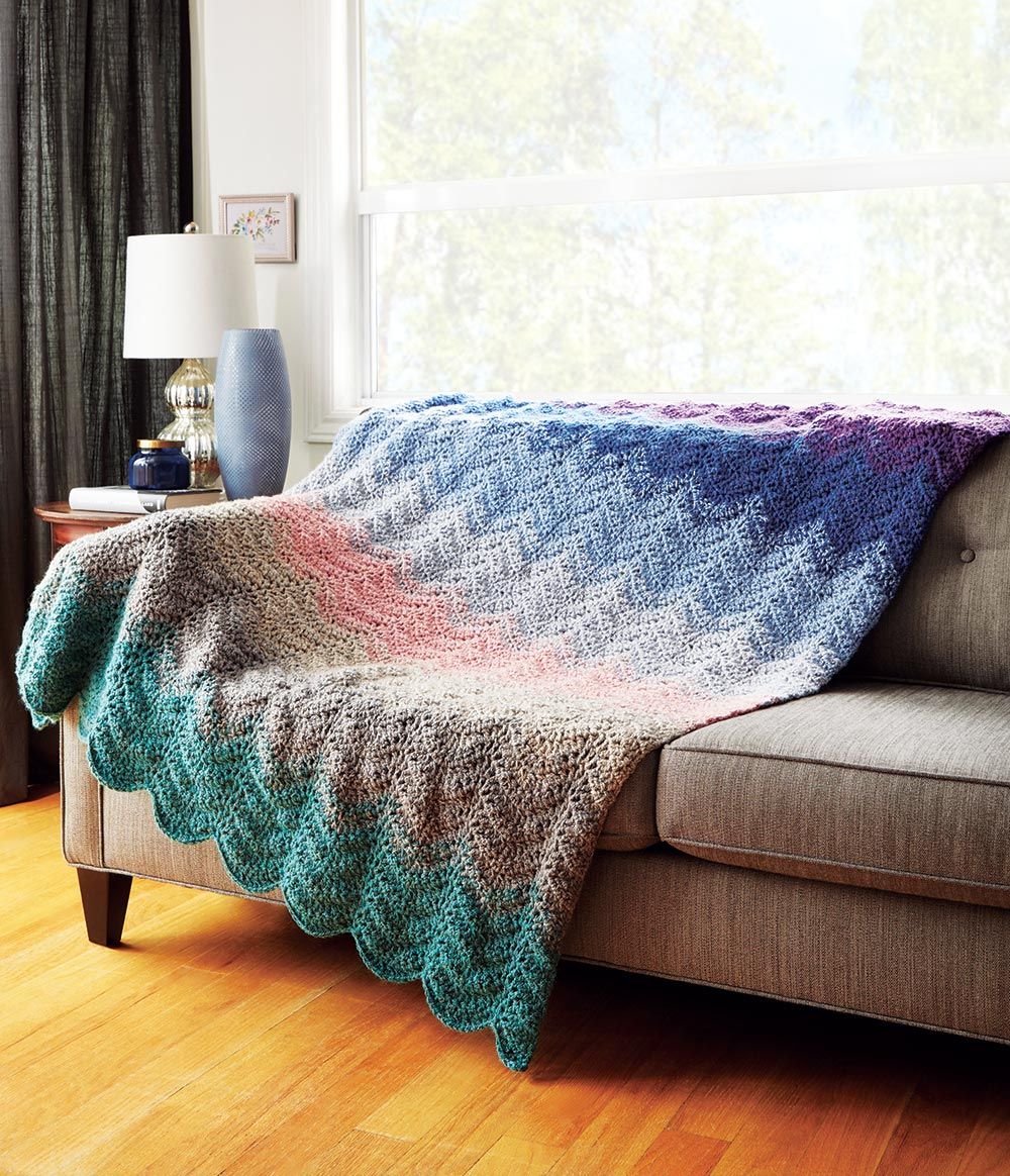 Heathered Waves Throw Knitting Pattern | Mary Maxim