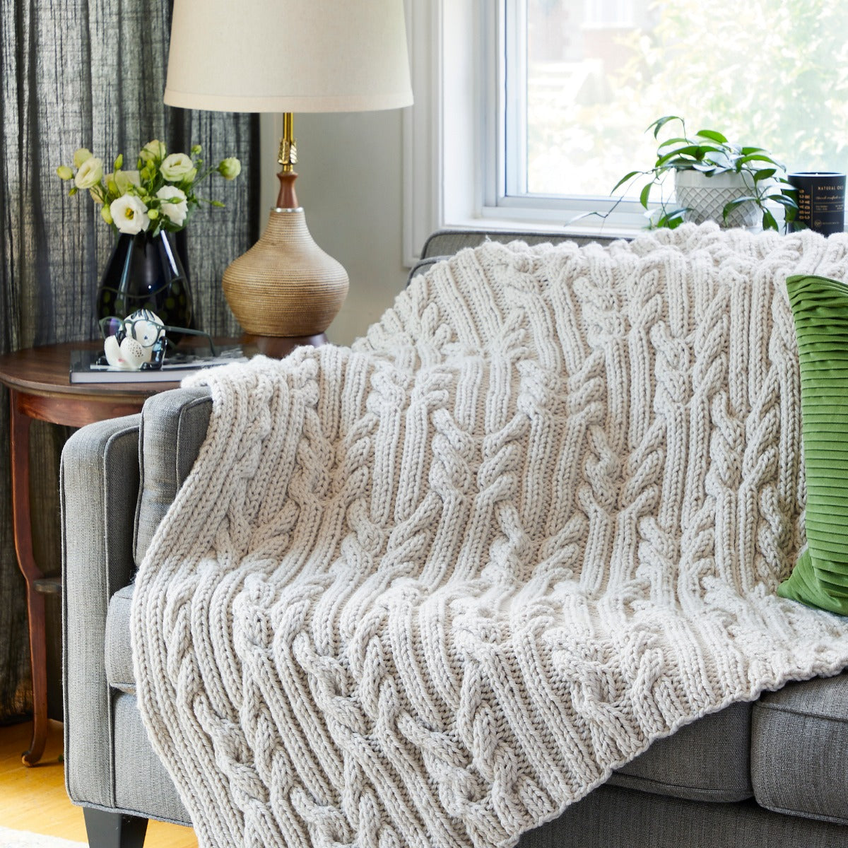 Cables & Ribs Blanket Pattern – Mary Maxim