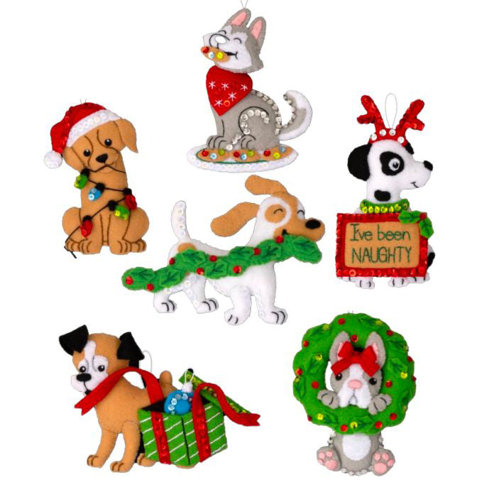 Mischievous Puppies Felt Ornaments