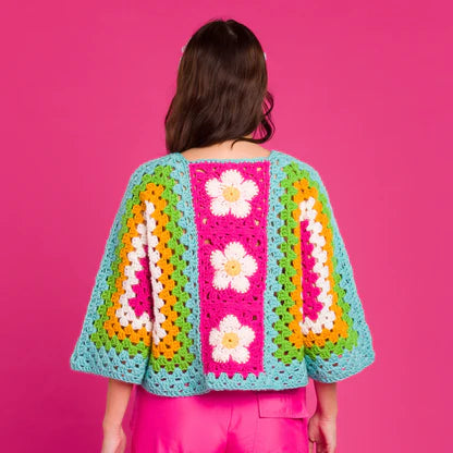 Free Red Heart Blooming Hexi Crochet Pullover Pattern