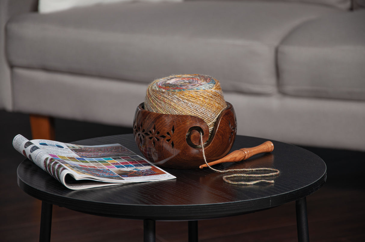 Sheesham Wood Yarn Bowl 6 x 3.5"